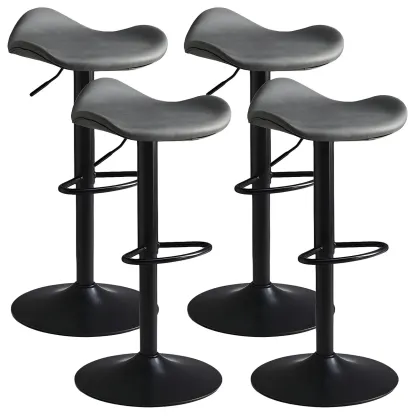 Classic Leather Swivel Bar Stools with Adjustable Height for Home Image - 13