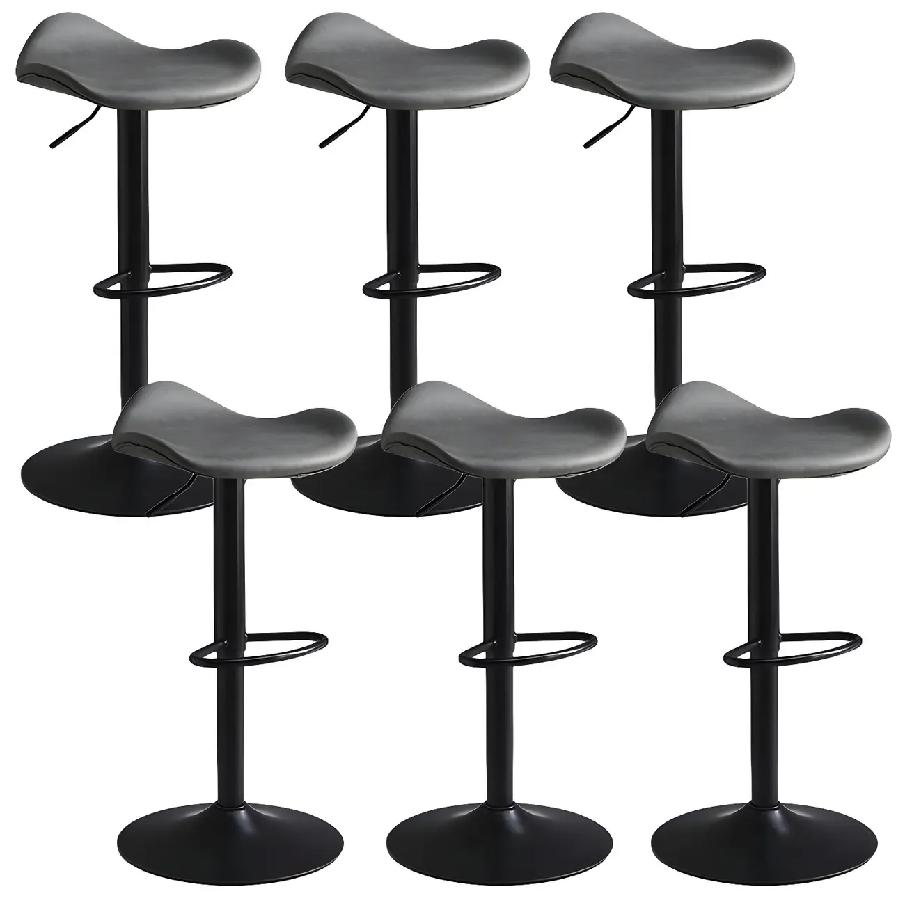 Classic Leather Swivel Bar Stools with Adjustable Height for Home Image - 15