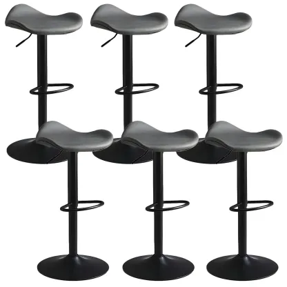 Classic Leather Swivel Bar Stools with Adjustable Height for Home Image - 15
