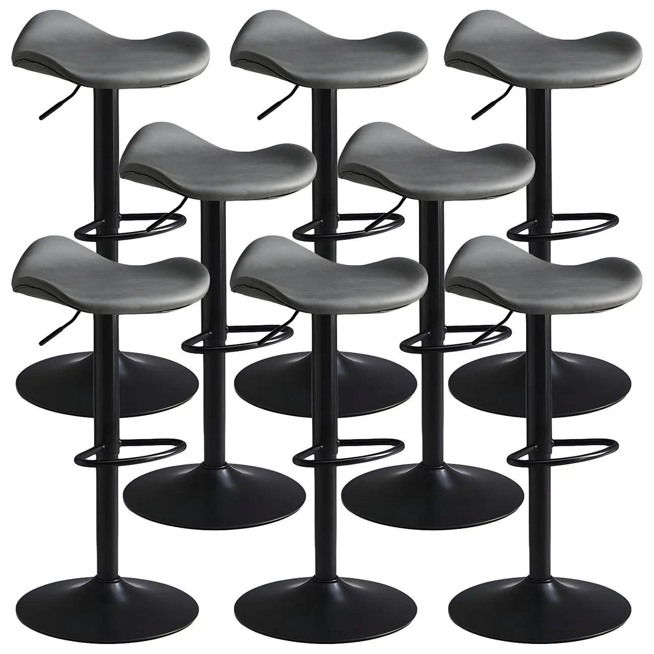 Classic Leather Swivel Bar Stools with Adjustable Height for Home Image - 16 | homeyfad