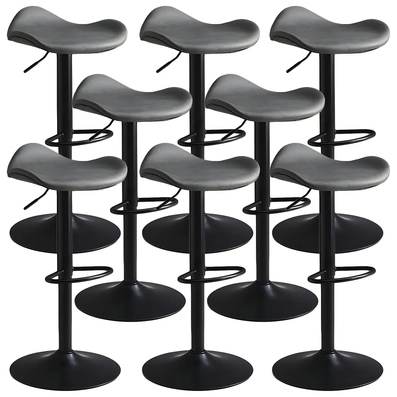 Classic Leather Swivel Bar Stools with Adjustable Height for Home Image - 16