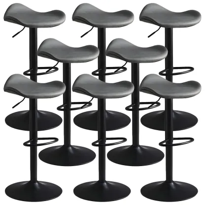 Classic Leather Swivel Bar Stools with Adjustable Height for Home Image - 16