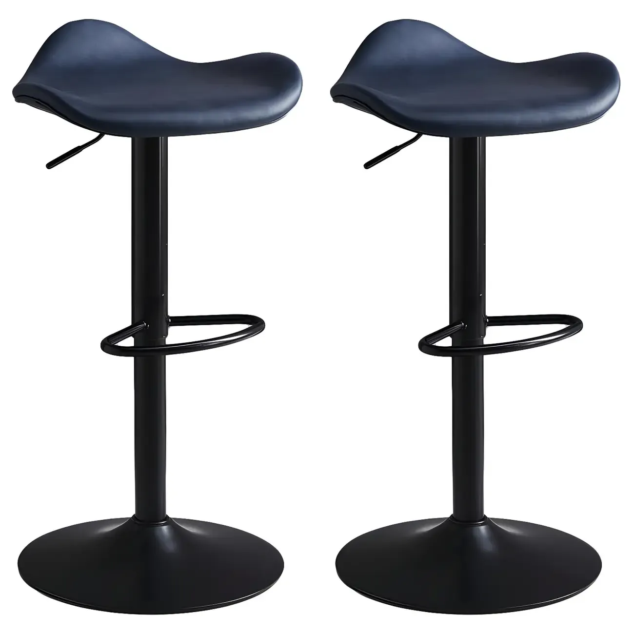 Classic Leather Swivel Bar Stools with Adjustable Height for Home Image - 18