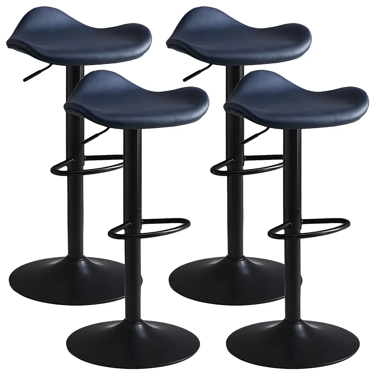 Classic Leather Swivel Bar Stools with Adjustable Height for Home Image - 20