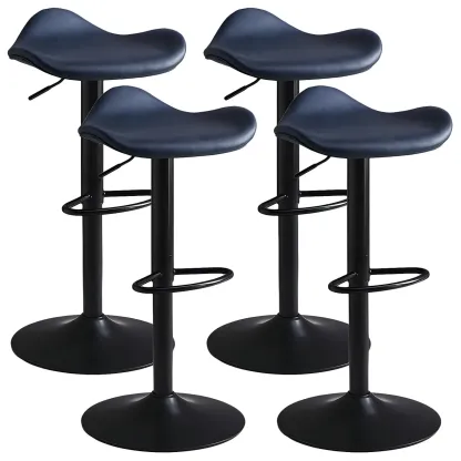 Classic Leather Swivel Bar Stools with Adjustable Height for Home Image - 20