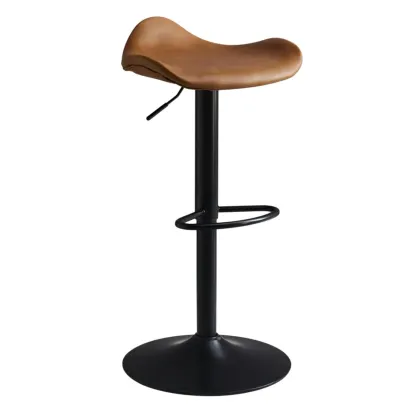 Classic Leather Swivel Bar Stools with Adjustable Height for Home Image - 21