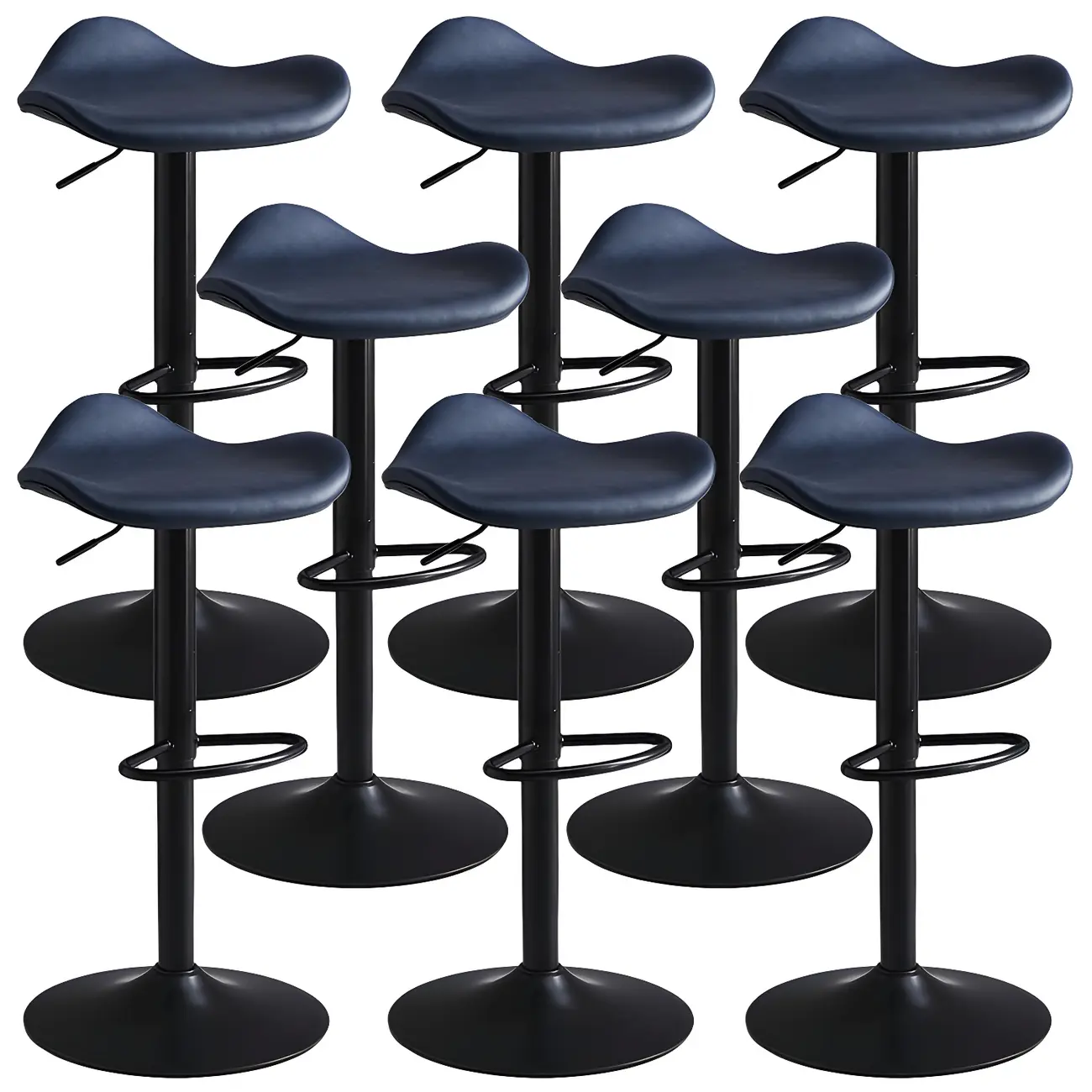 Classic Leather Swivel Bar Stools with Adjustable Height for Home Image - 25 | homeyfad