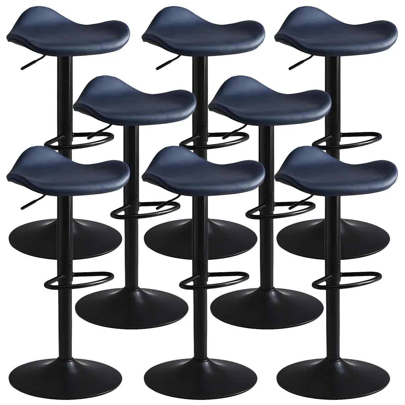 Classic Leather Swivel Bar Stools with Adjustable Height for Home Image - 25