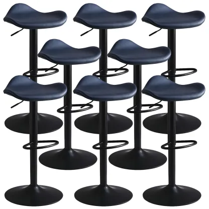 Classic Leather Swivel Bar Stools with Adjustable Height for Home Image - 25