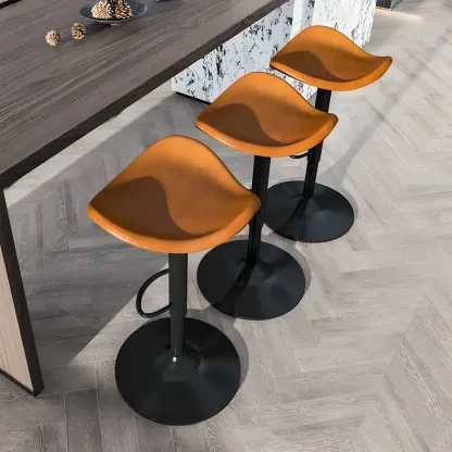 Classic Leather Swivel Bar Stools with Adjustable Height for Home Image - 1