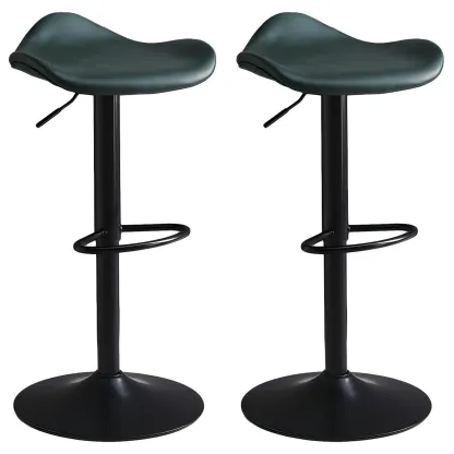Classic Leather Swivel Bar Stools with Adjustable Height for Home Image - 26