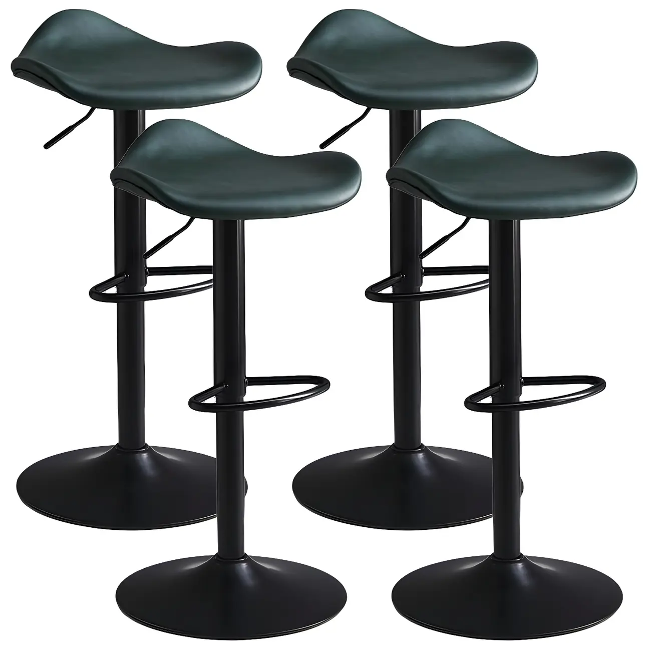 Classic Leather Swivel Bar Stools with Adjustable Height for Home Image - 27 | homeyfad