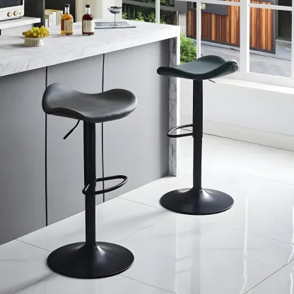 Classic Leather Swivel Bar Stools with Adjustable Height for Home Image - 29