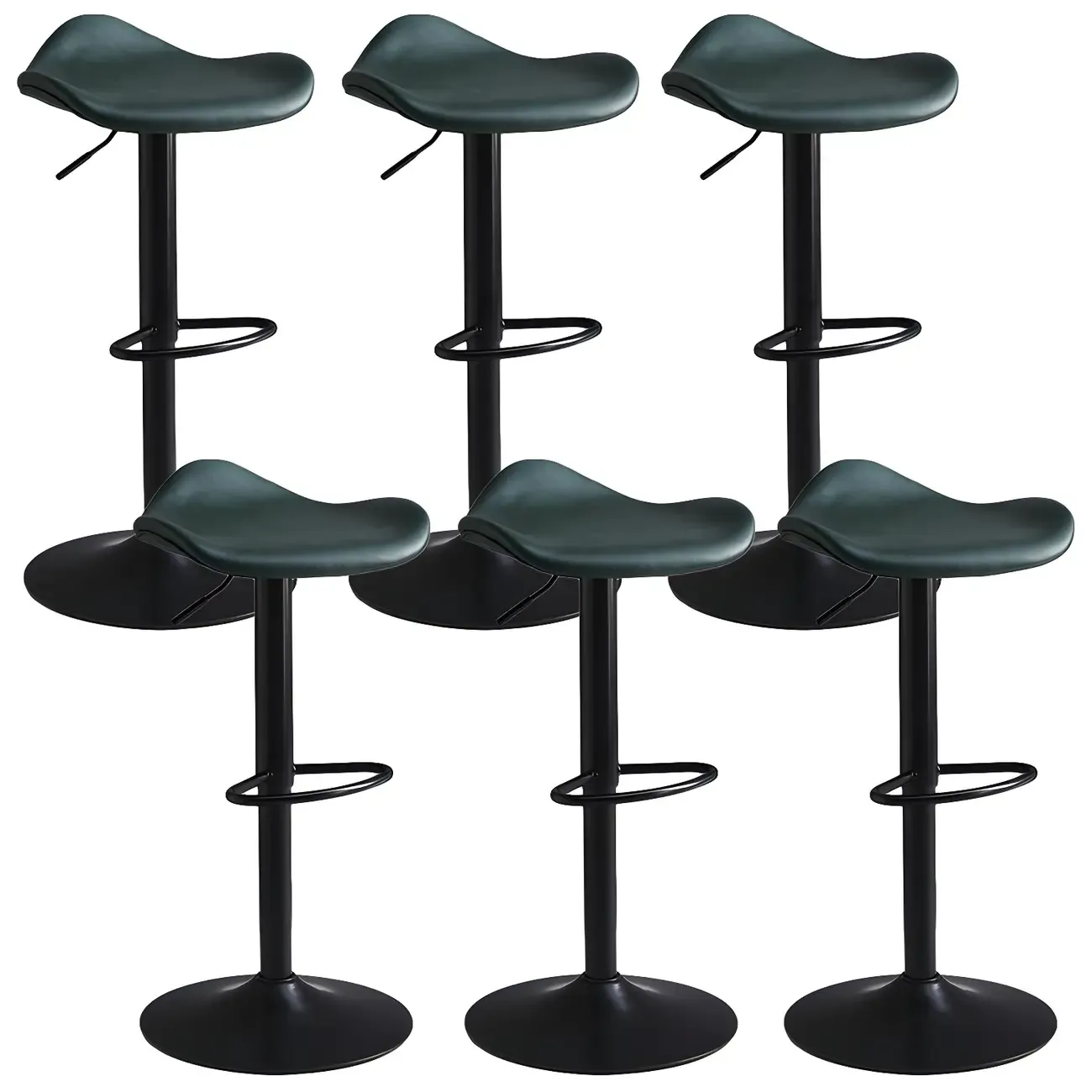 Classic Leather Swivel Bar Stools with Adjustable Height for Home Image - 30