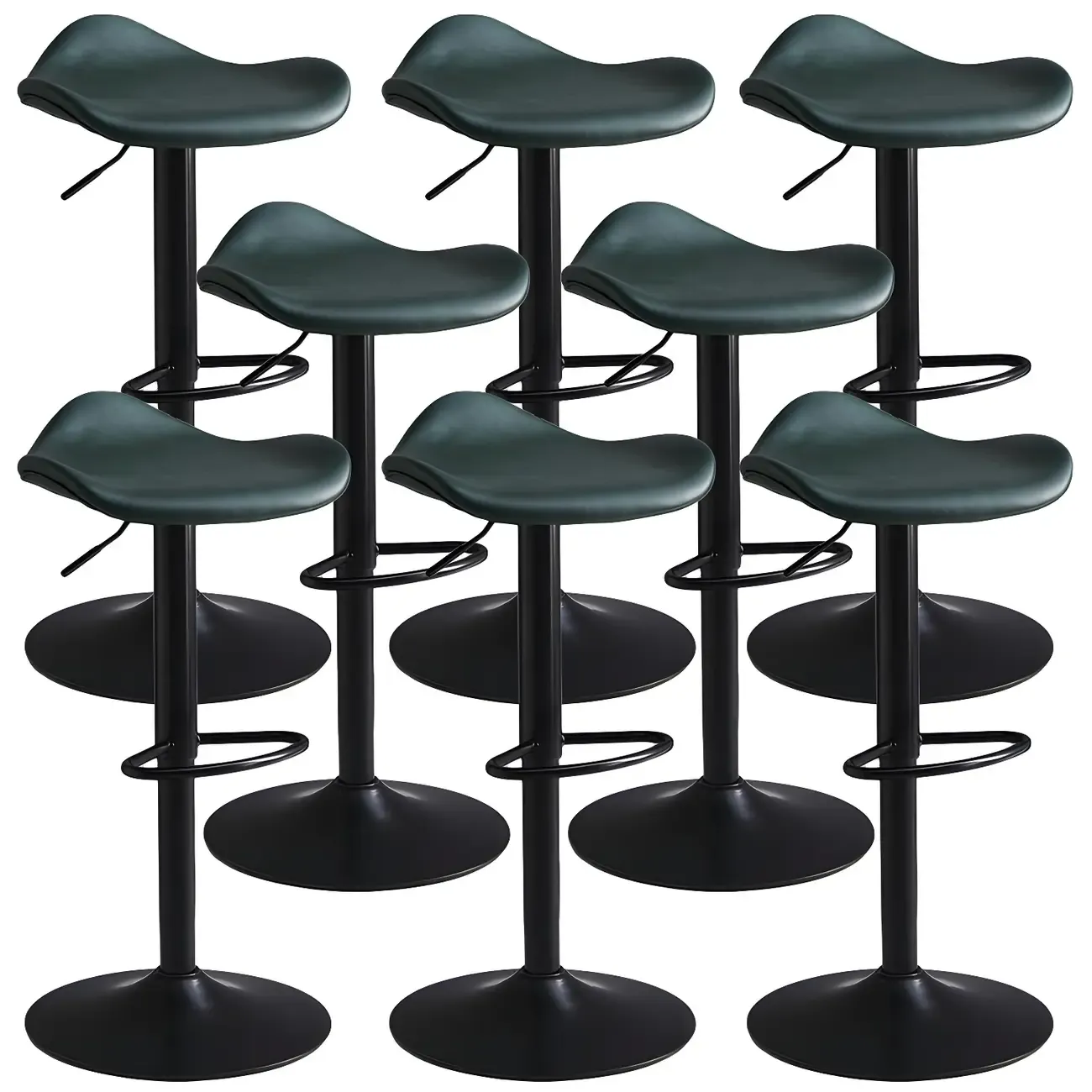 Classic Leather Swivel Bar Stools with Adjustable Height for Home Image - 31
