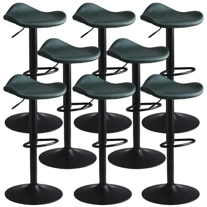 Classic Leather Swivel Bar Stools with Adjustable Height for Home Image - 31