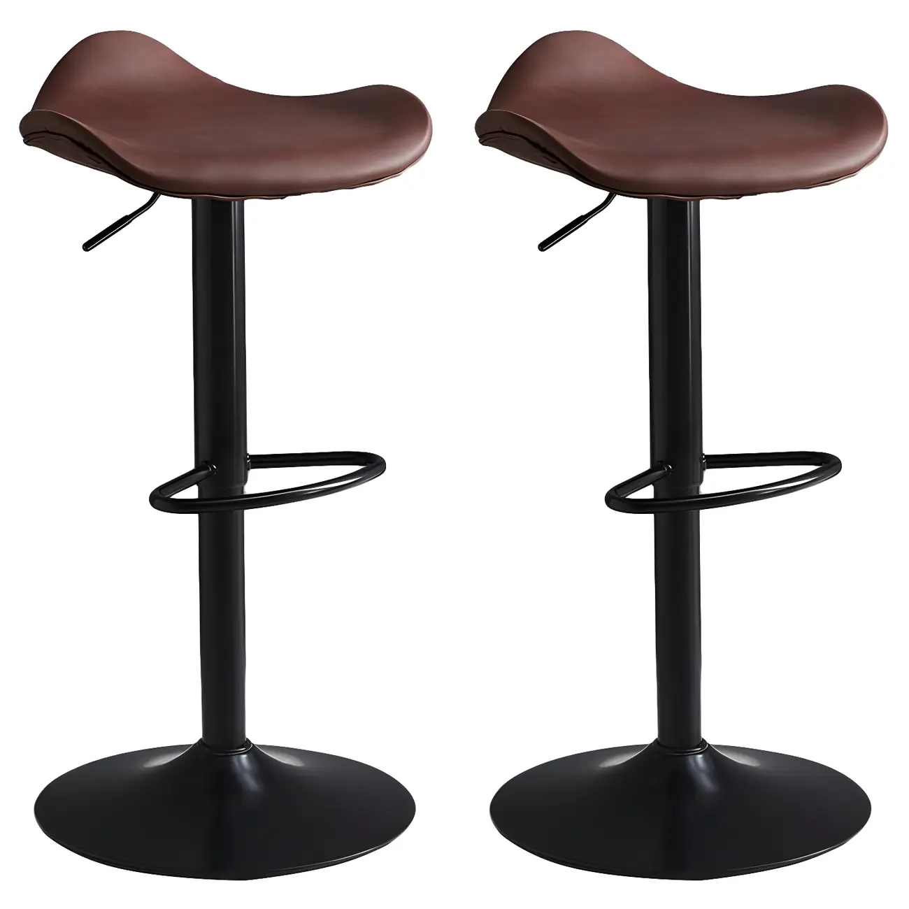 Classic Leather Swivel Bar Stools with Adjustable Height for Home Image - 32 | homeyfad
