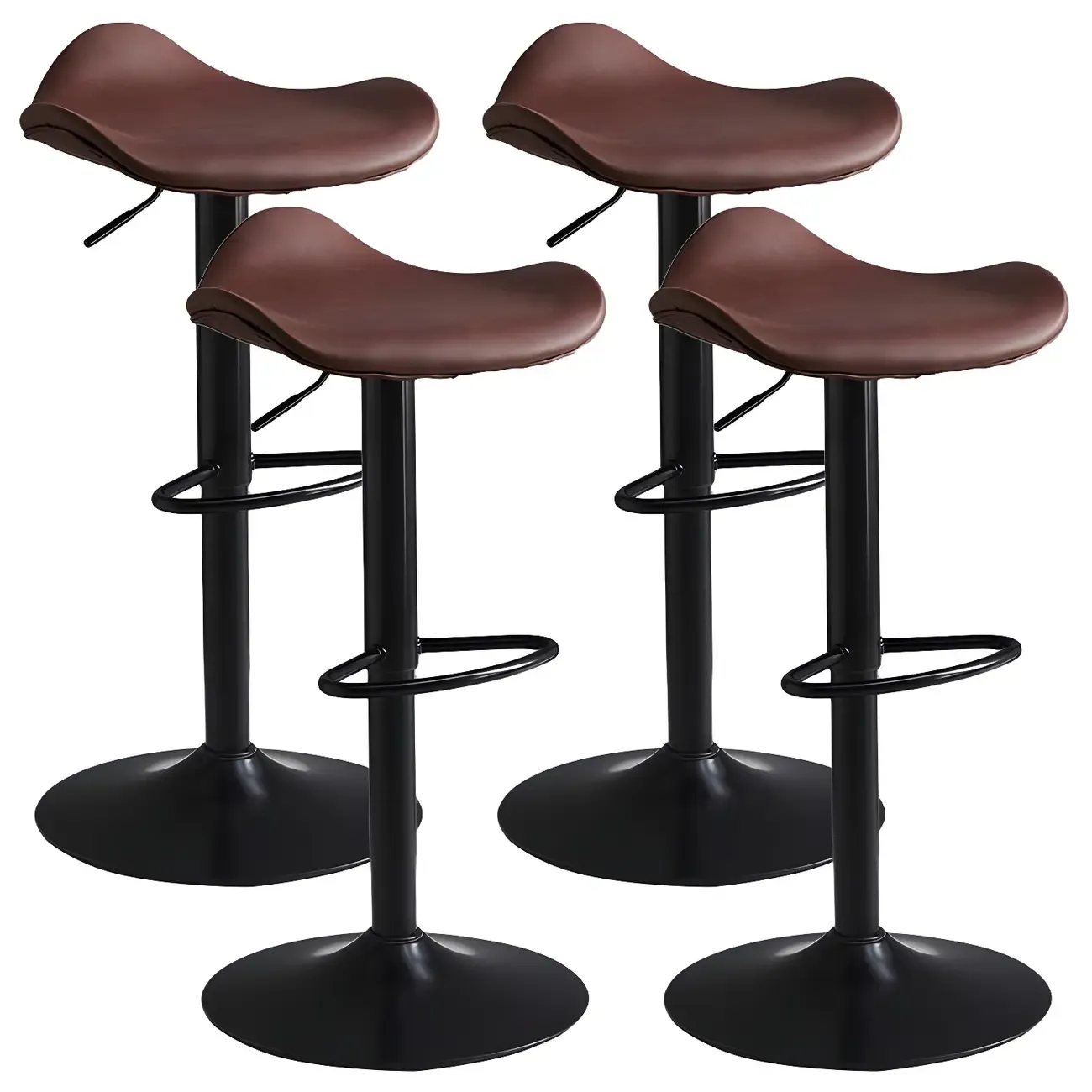 Classic Leather Swivel Bar Stools with Adjustable Height for Home Image - 33