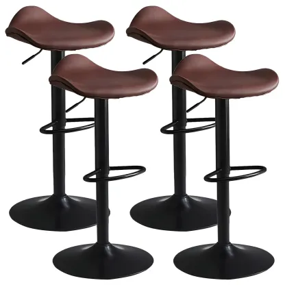 Classic Leather Swivel Bar Stools with Adjustable Height for Home Image - 33