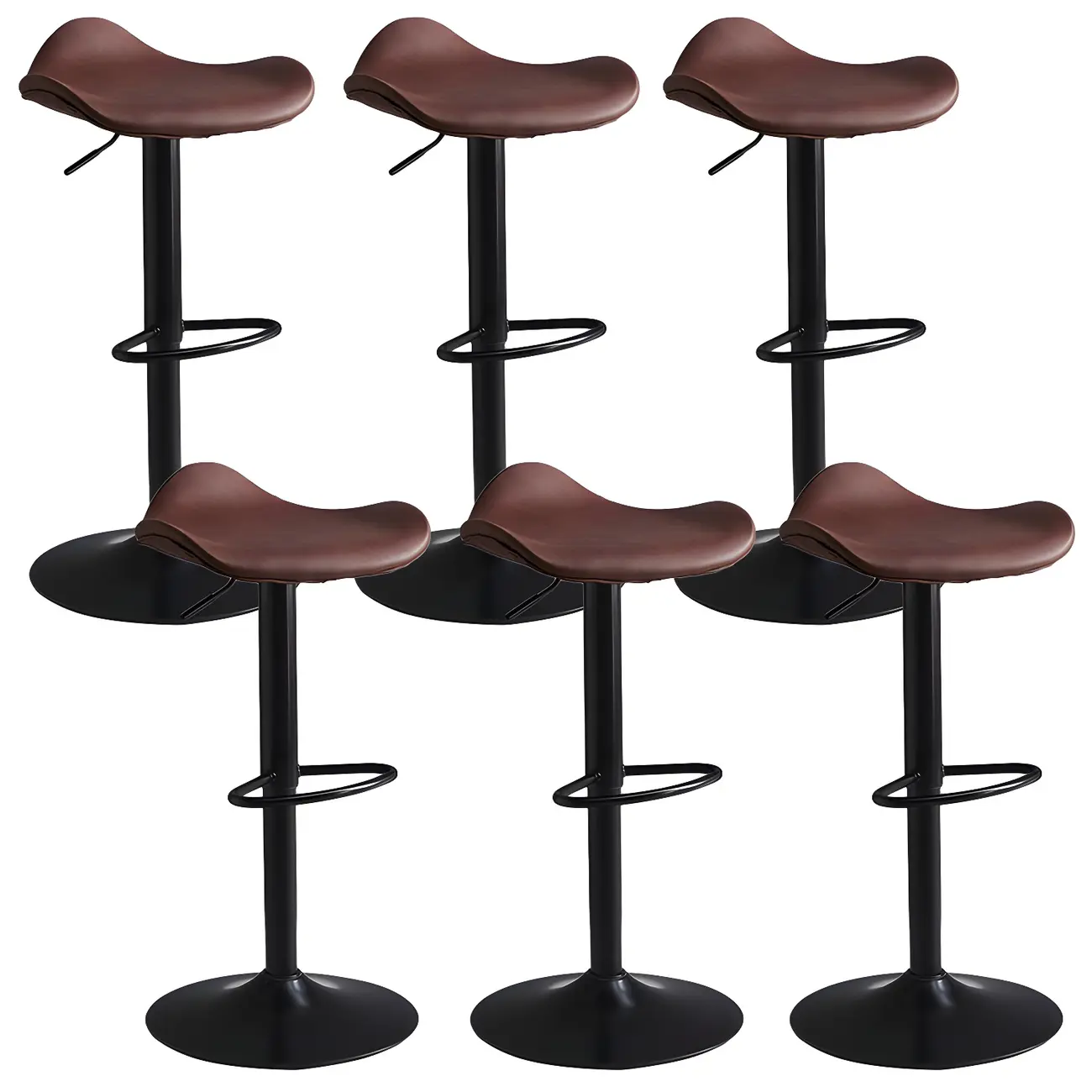 Classic Leather Swivel Bar Stools with Adjustable Height for Home Image - 34 | homeyfad