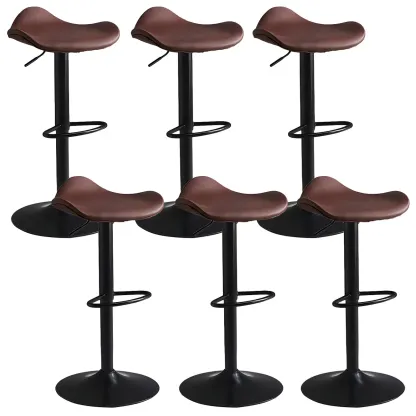 Classic Leather Swivel Bar Stools with Adjustable Height for Home Image - 34