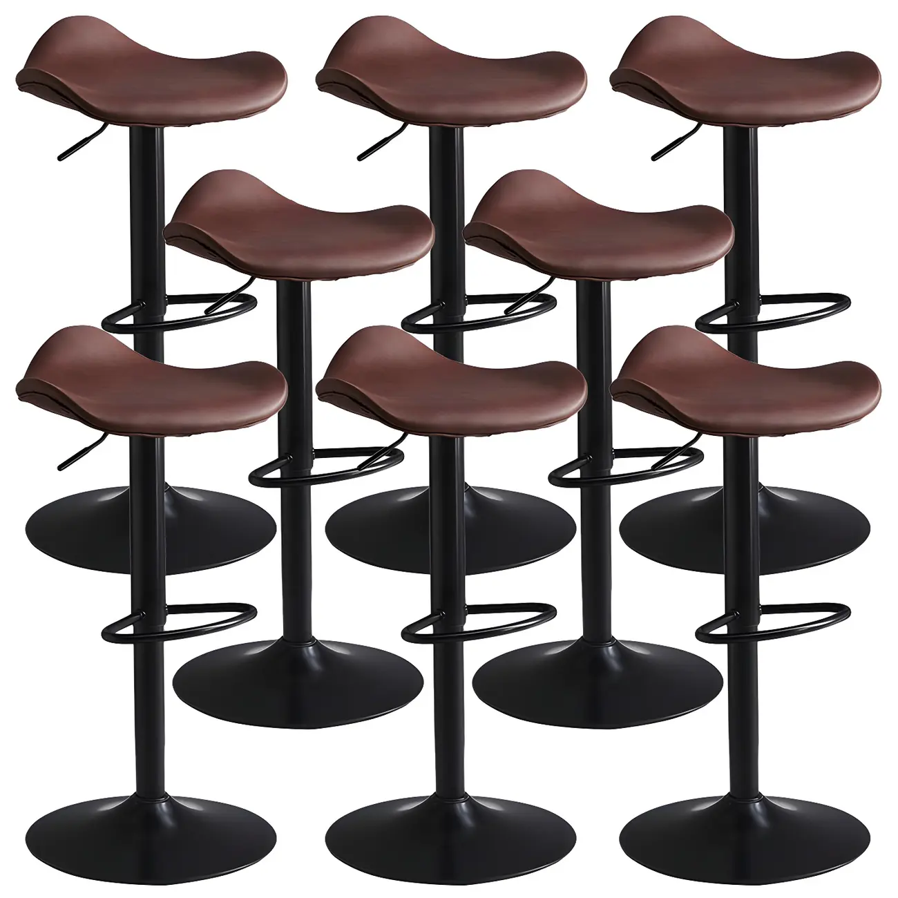 Classic Leather Swivel Bar Stools with Adjustable Height for Home Image - 35 | homeyfad