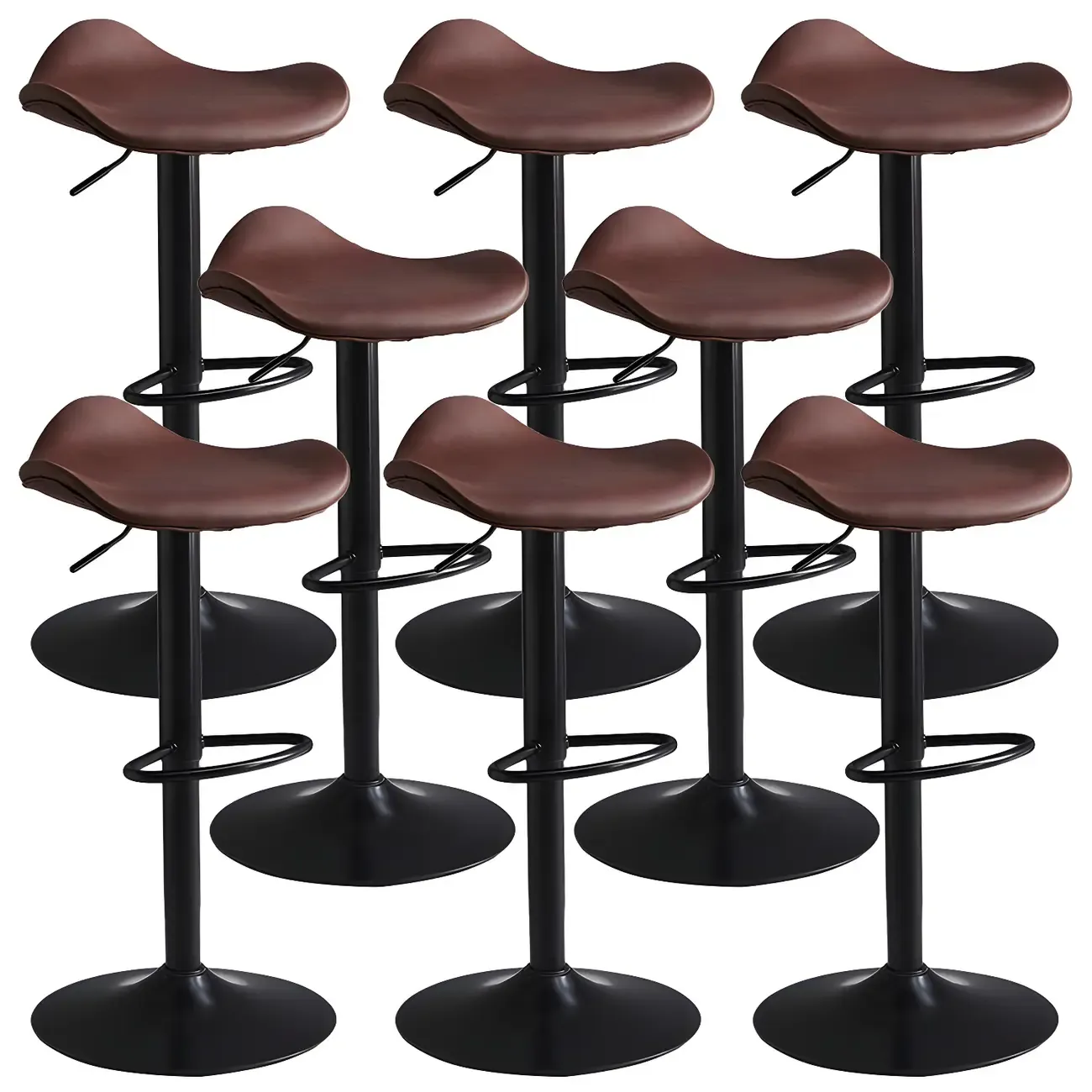 Classic Leather Swivel Bar Stools with Adjustable Height for Home Image - 35