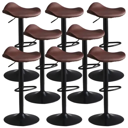 Classic Leather Swivel Bar Stools with Adjustable Height for Home Image - 35