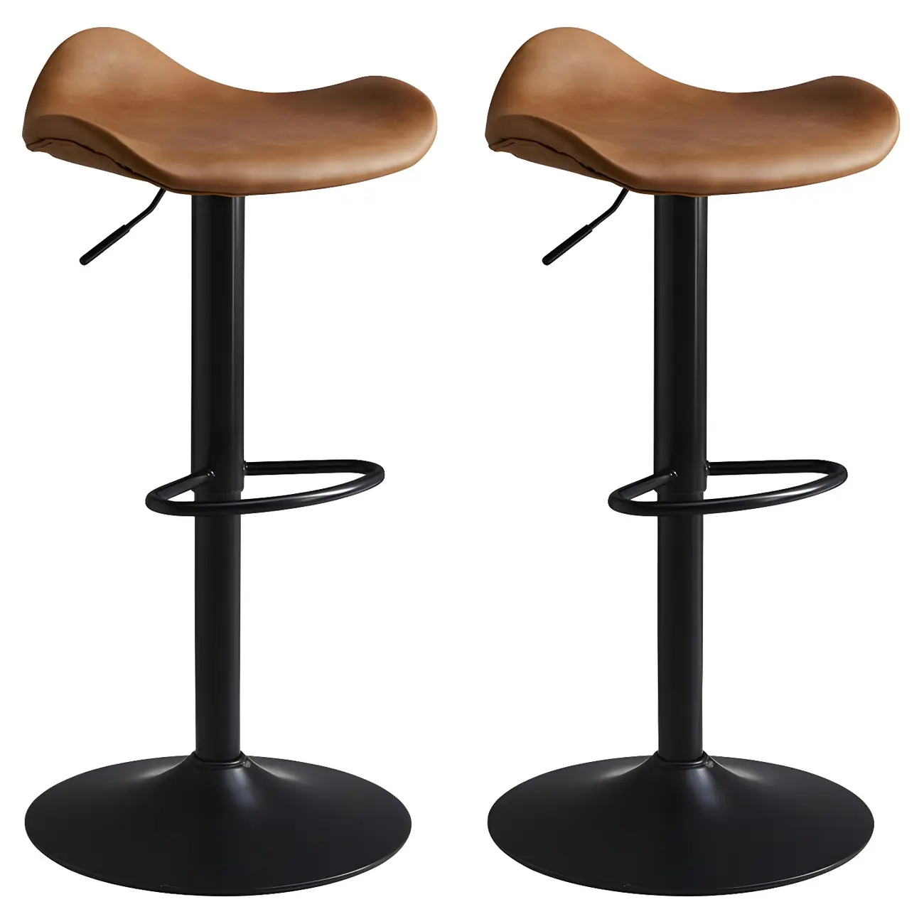 Classic Leather Swivel Bar Stools with Adjustable Height for Home Image - 36 | homeyfad