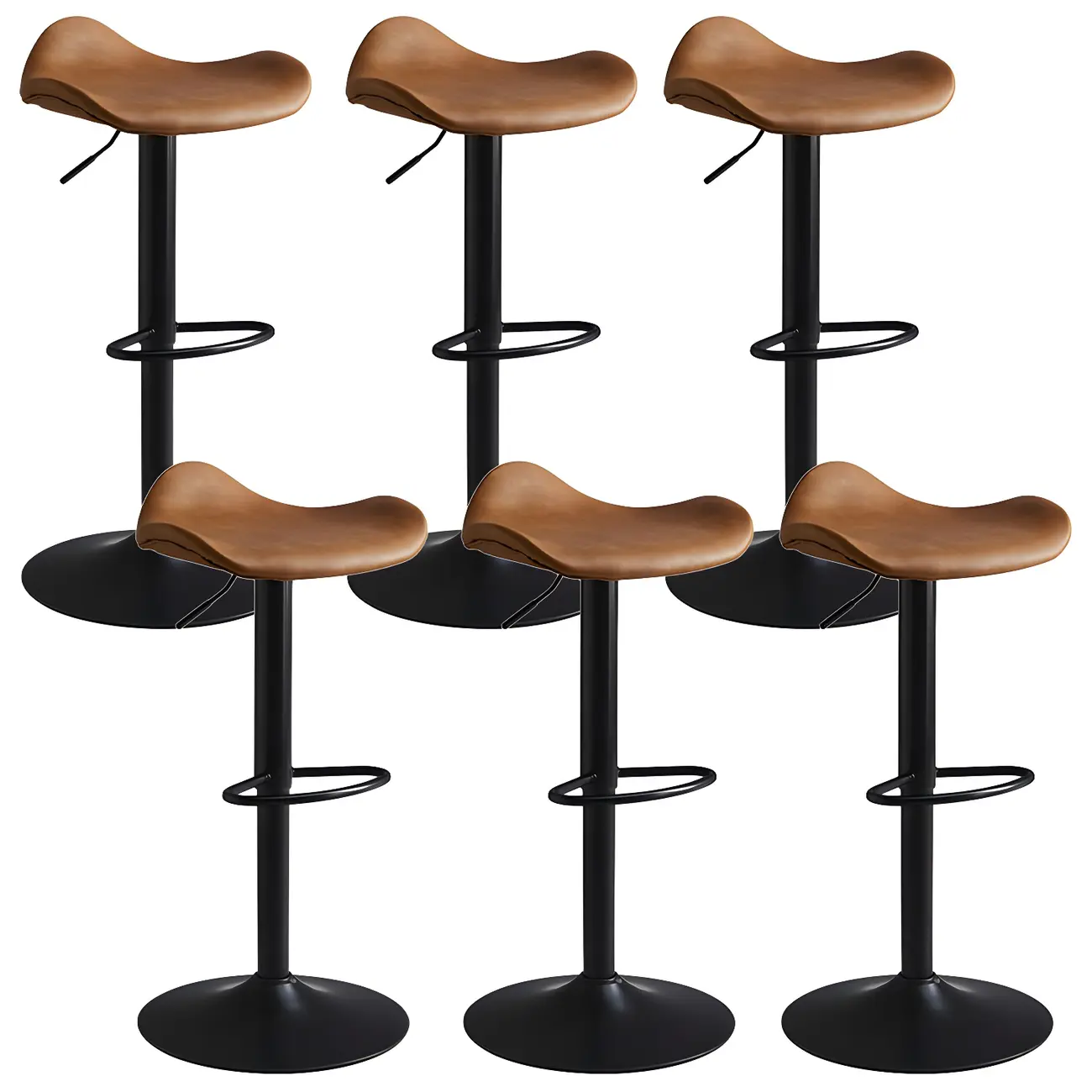 Classic Leather Swivel Bar Stools with Adjustable Height for Home Image - 38 | homeyfad