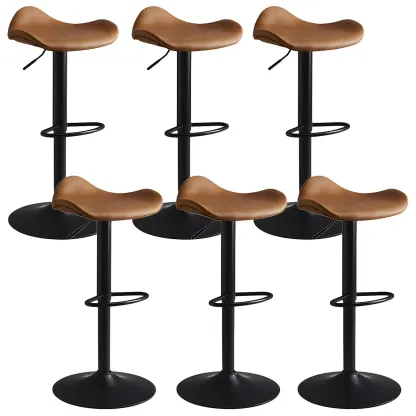 Classic Leather Swivel Bar Stools with Adjustable Height for Home Image - 38