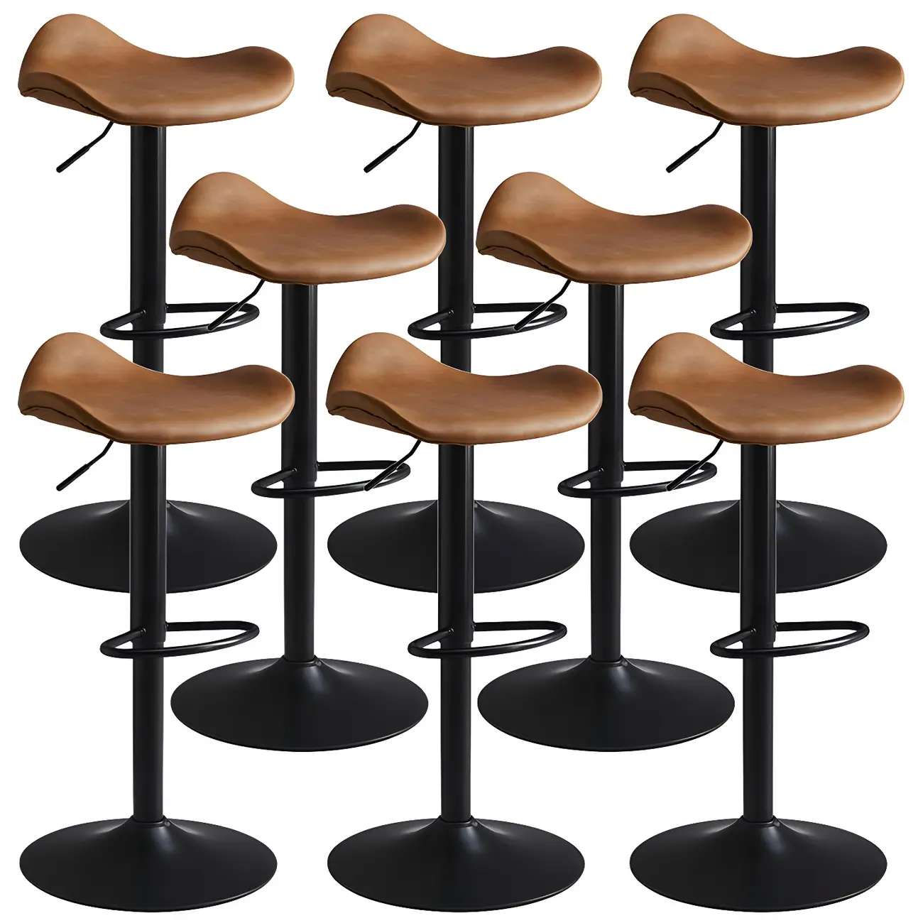 Classic Leather Swivel Bar Stools with Adjustable Height for Home Image - 39 | homeyfad