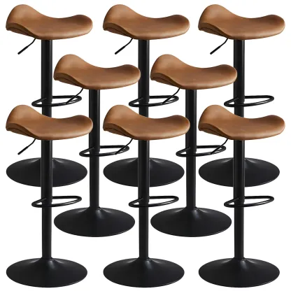 Classic Leather Swivel Bar Stools with Adjustable Height for Home Image - 39