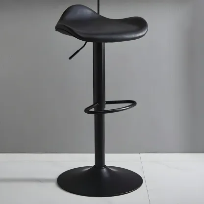 Classic Leather Swivel Bar Stools with Adjustable Height for Home Image - 40