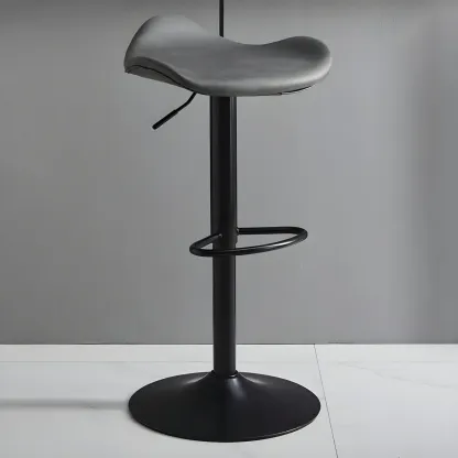 Classic Leather Swivel Bar Stools with Adjustable Height for Home Image - 41