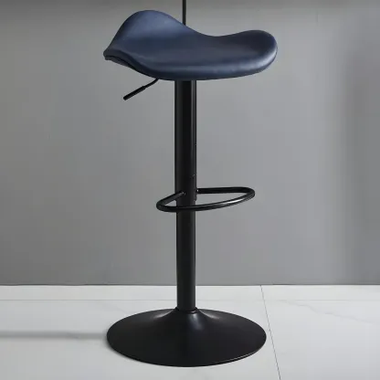 Classic Leather Swivel Bar Stools with Adjustable Height for Home Image - 42