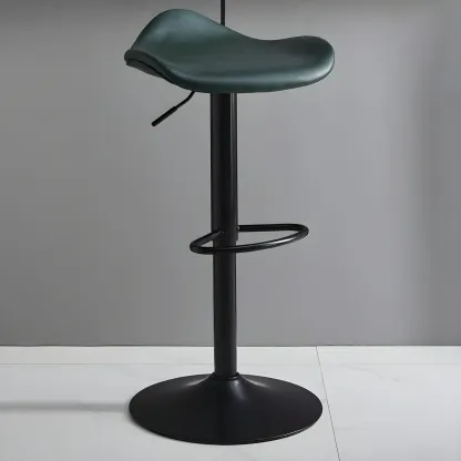 Classic Leather Swivel Bar Stools with Adjustable Height for Home Image - 43