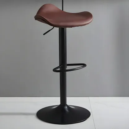 Classic Leather Swivel Bar Stools with Adjustable Height for Home Image - 44