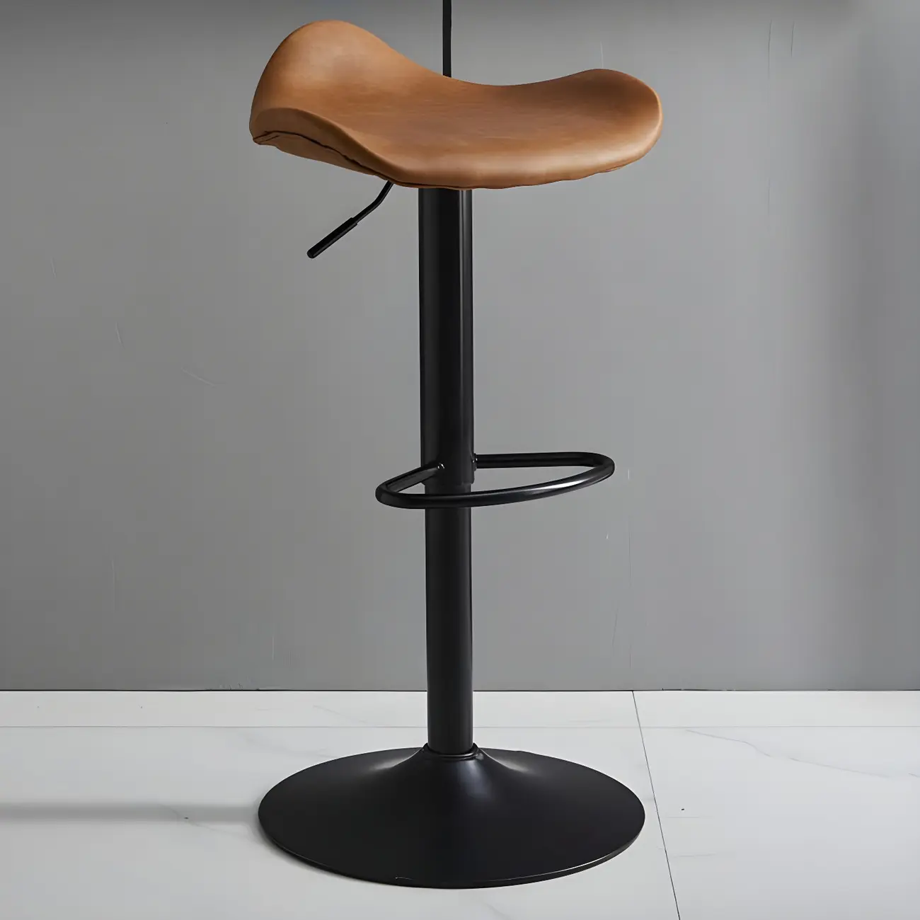Classic Leather Swivel Bar Stools with Adjustable Height for Home Image - 45 | homeyfad