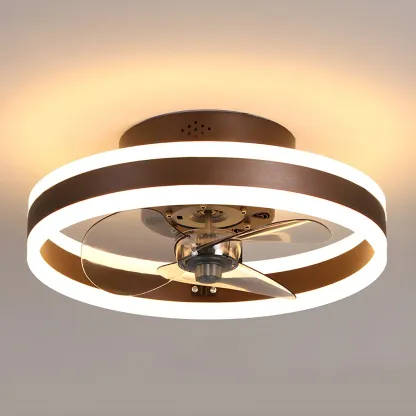 16" Round Flush Mount Ceiling Fan with Light Remote for Bedroom