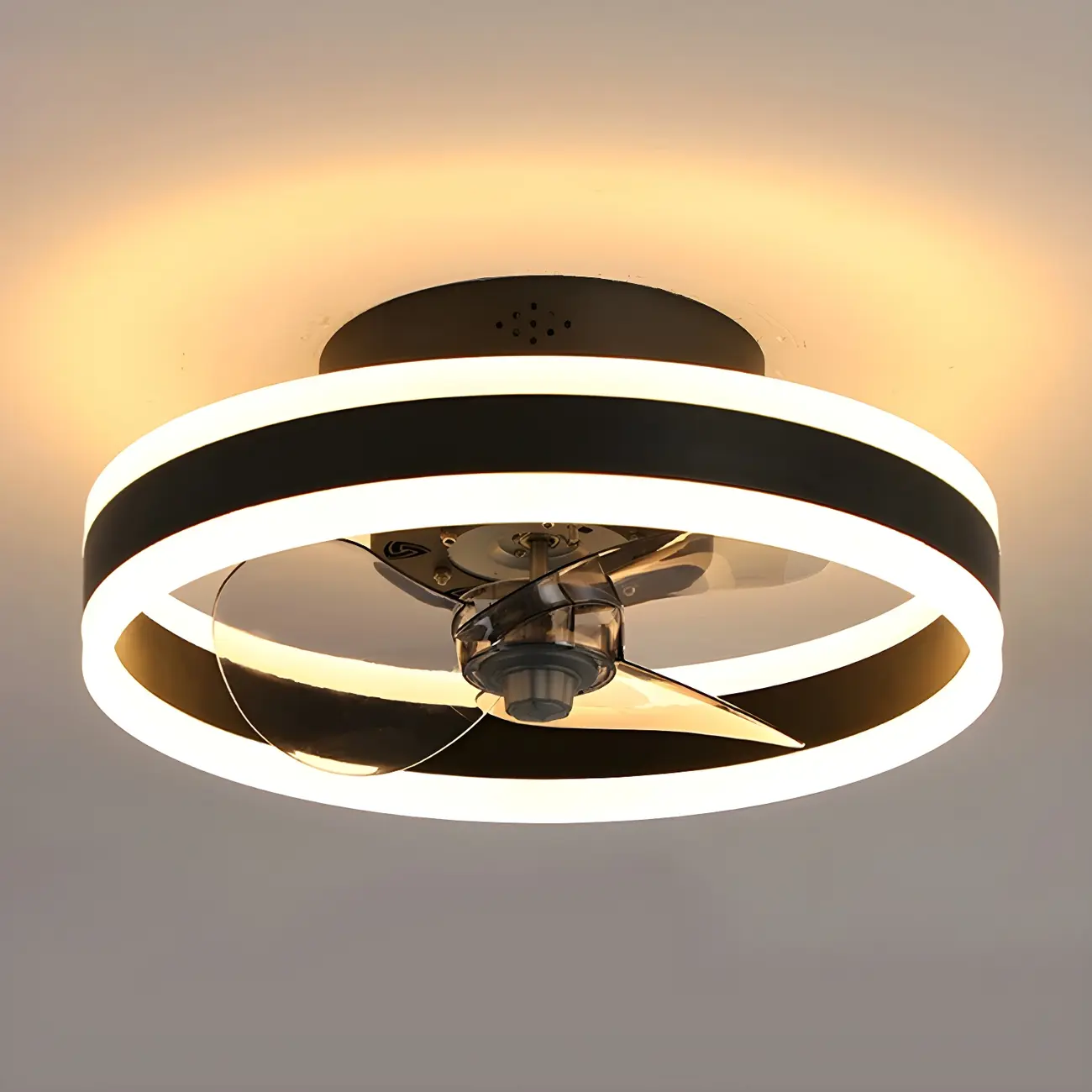 16" Round Flush Mount Ceiling Fan with Light Remote for Bedroom | homeyfad