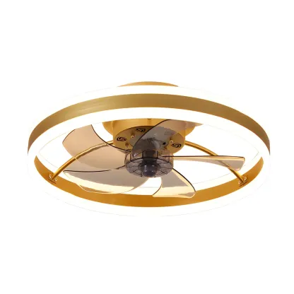 16" Round Flush Mount Ceiling Fan with Light Remote for Bedroom