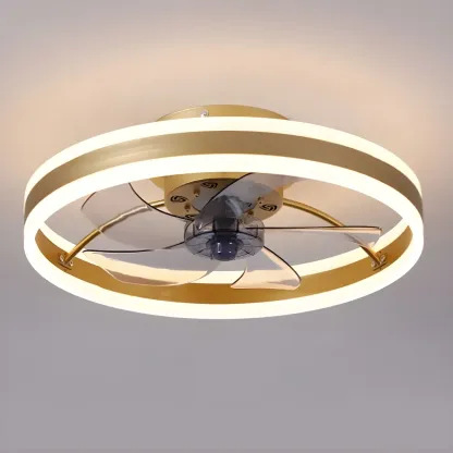 16" Round Flush Mount Ceiling Fan with Light Remote for Bedroom