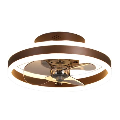 16" Round Flush Mount Ceiling Fan with Light Remote for Bedroom