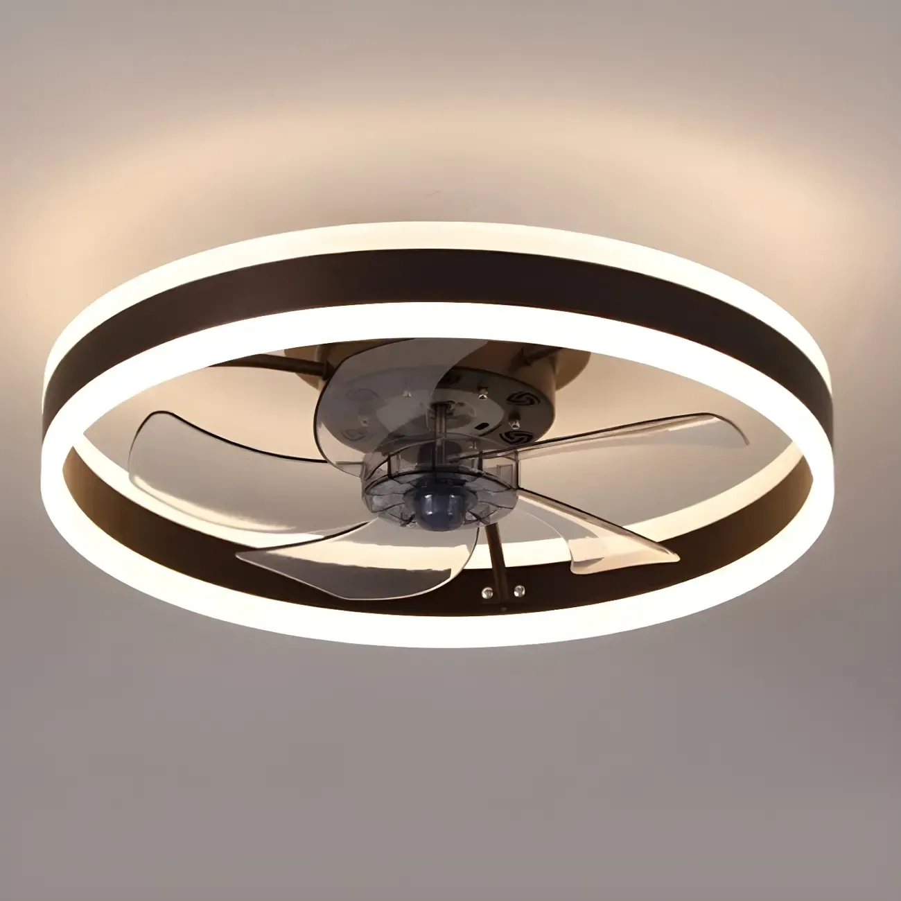 16" Round Flush Mount Ceiling Fan with Light Remote for Bedroom