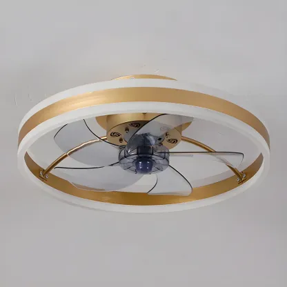 16" Round Flush Mount Ceiling Fan with Light Remote for Bedroom