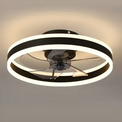 16" Round Flush Mount Ceiling Fan with Light Remote for Bedroom
