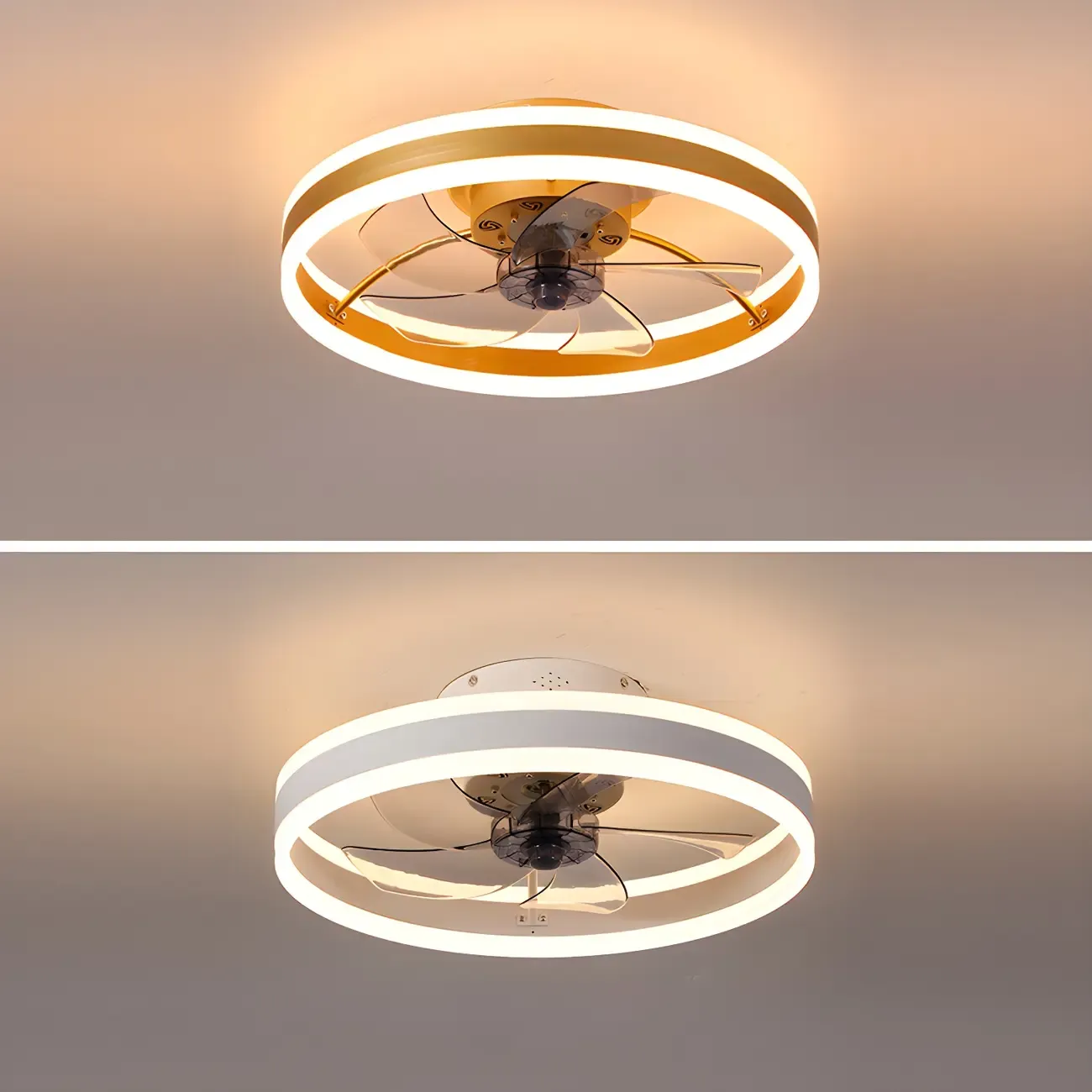 16" Round Flush Mount Ceiling Fan with Light Remote for Bedroom