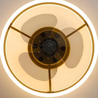 16" Round Flush Mount Ceiling Fan with Light Remote for Bedroom