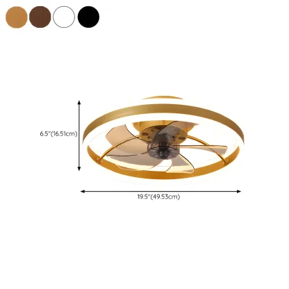 16" Round Flush Mount Ceiling Fan with Light Remote for Bedroom
